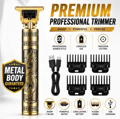 Professional Hair Trimmer for Men Metal Body Rechargeable Cordless Beard Trimmer